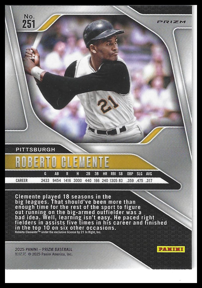 2025 Panini Prizm #251 Roberto Clemente Silver Prizms