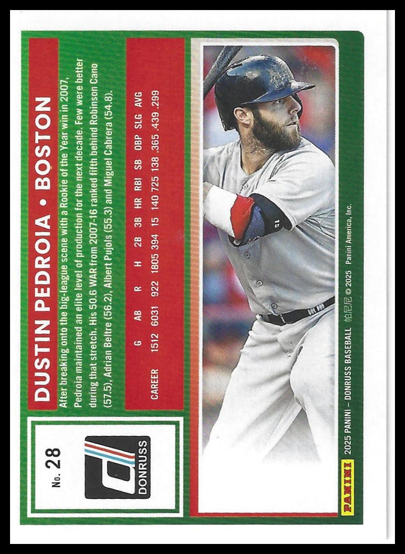 2025 Donruss #28 Dustin Pedroia Red and Blue