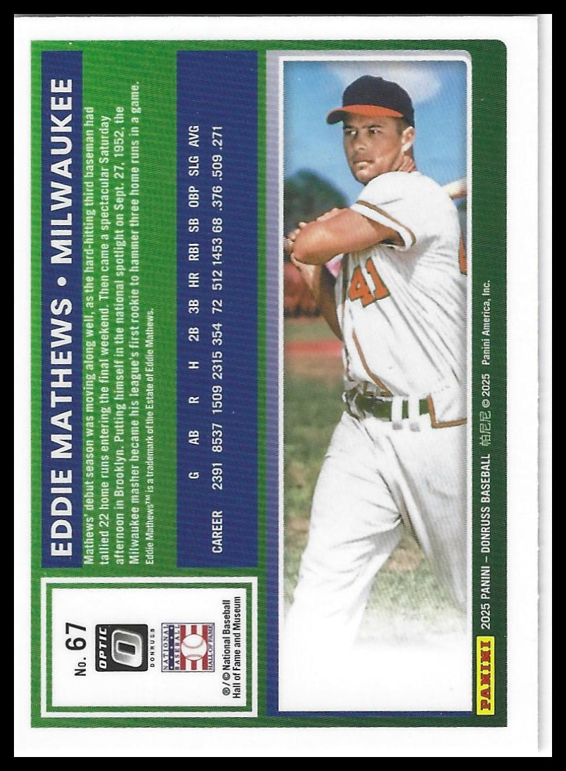 2025 Donruss #67 Eddie Mathews Optic
