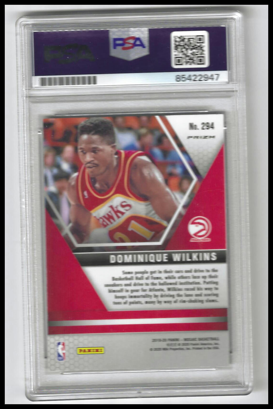 2019-20 Panini Mosaic #294 Dominique Wilkins Red Prizm PSA Authentic Autograph