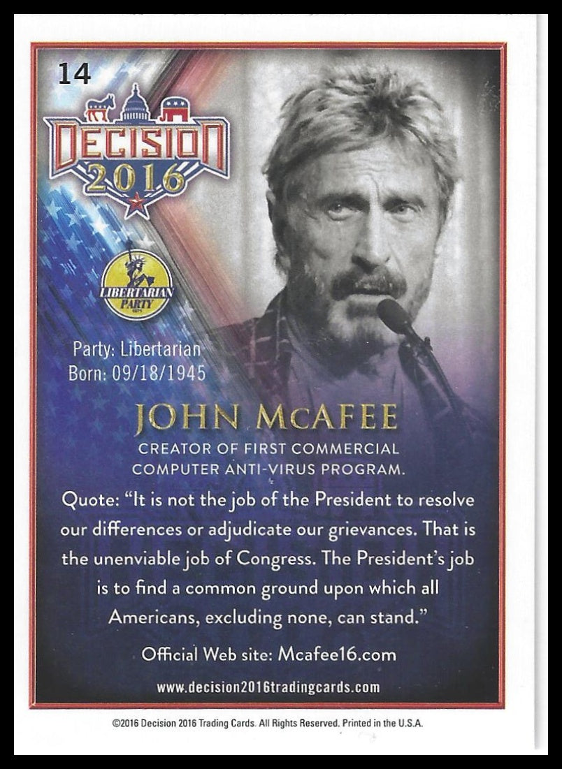 2016 Decision 2016 #14 John McAfee