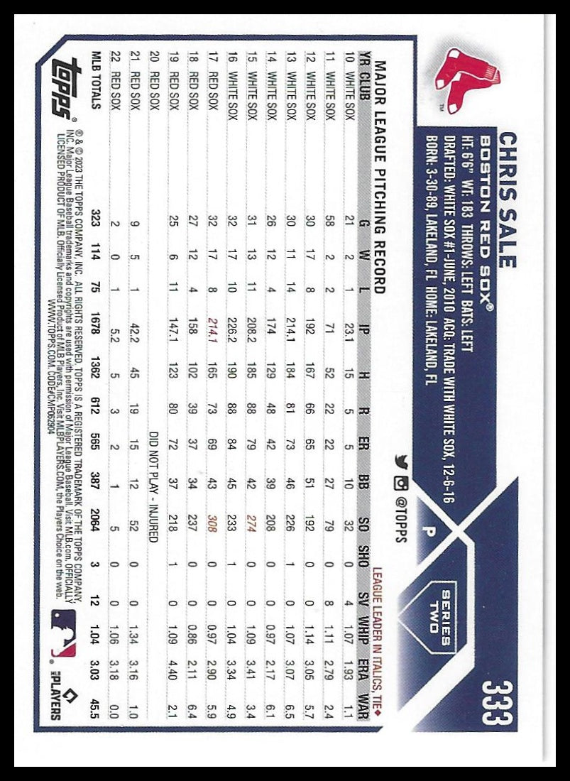 2023 Topps #333 Chris Sale Royal Blue