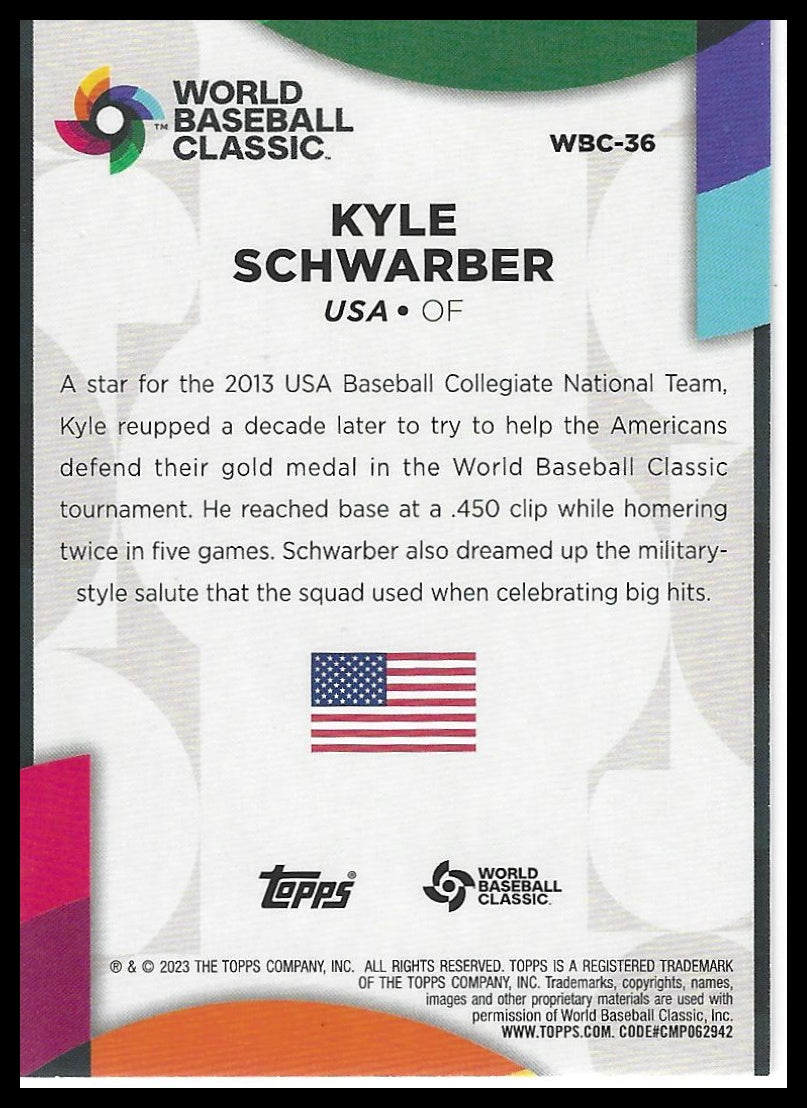 2023 Topps #WBC-36 Kyle Schwarber 2023 World Baseball Classic Stars