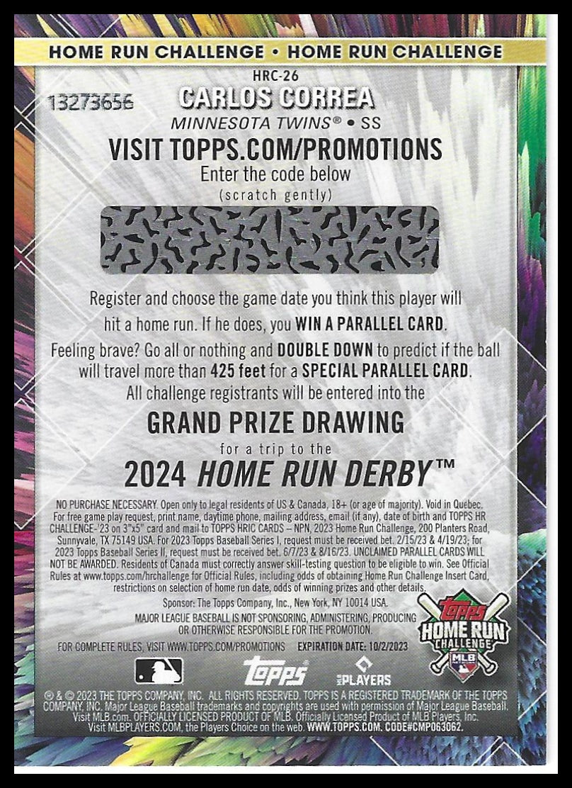 2023 Topps #HRC-26 Carlos Correa Home Run Challenge (Series Two)