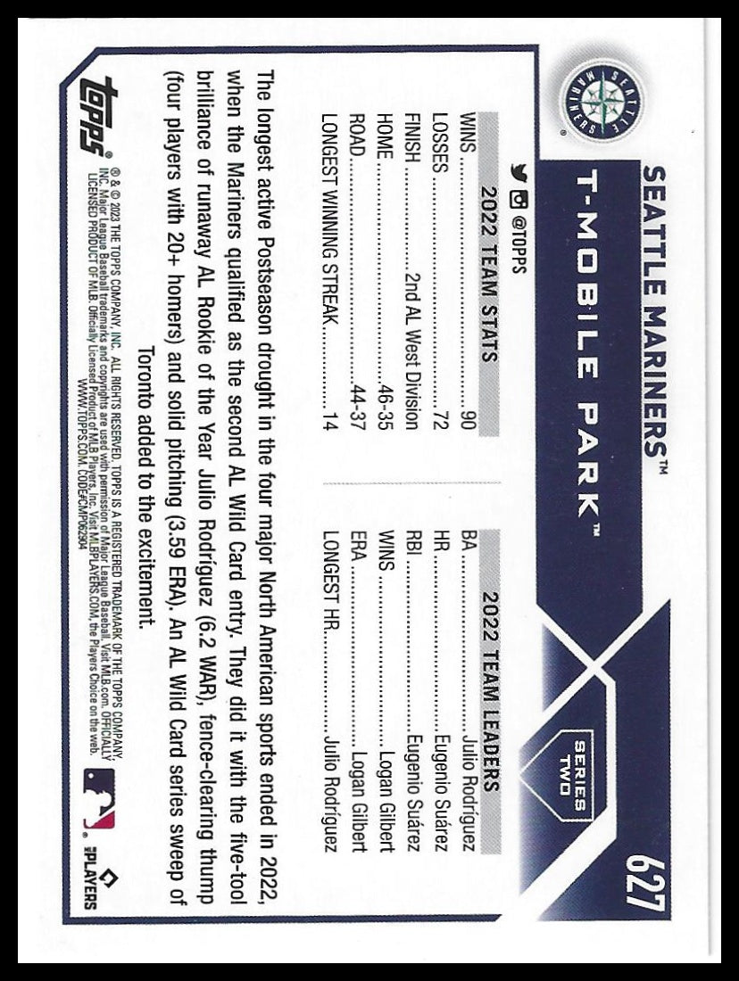 2023 Topps #627 Seattle Mariners Rainbow Foil