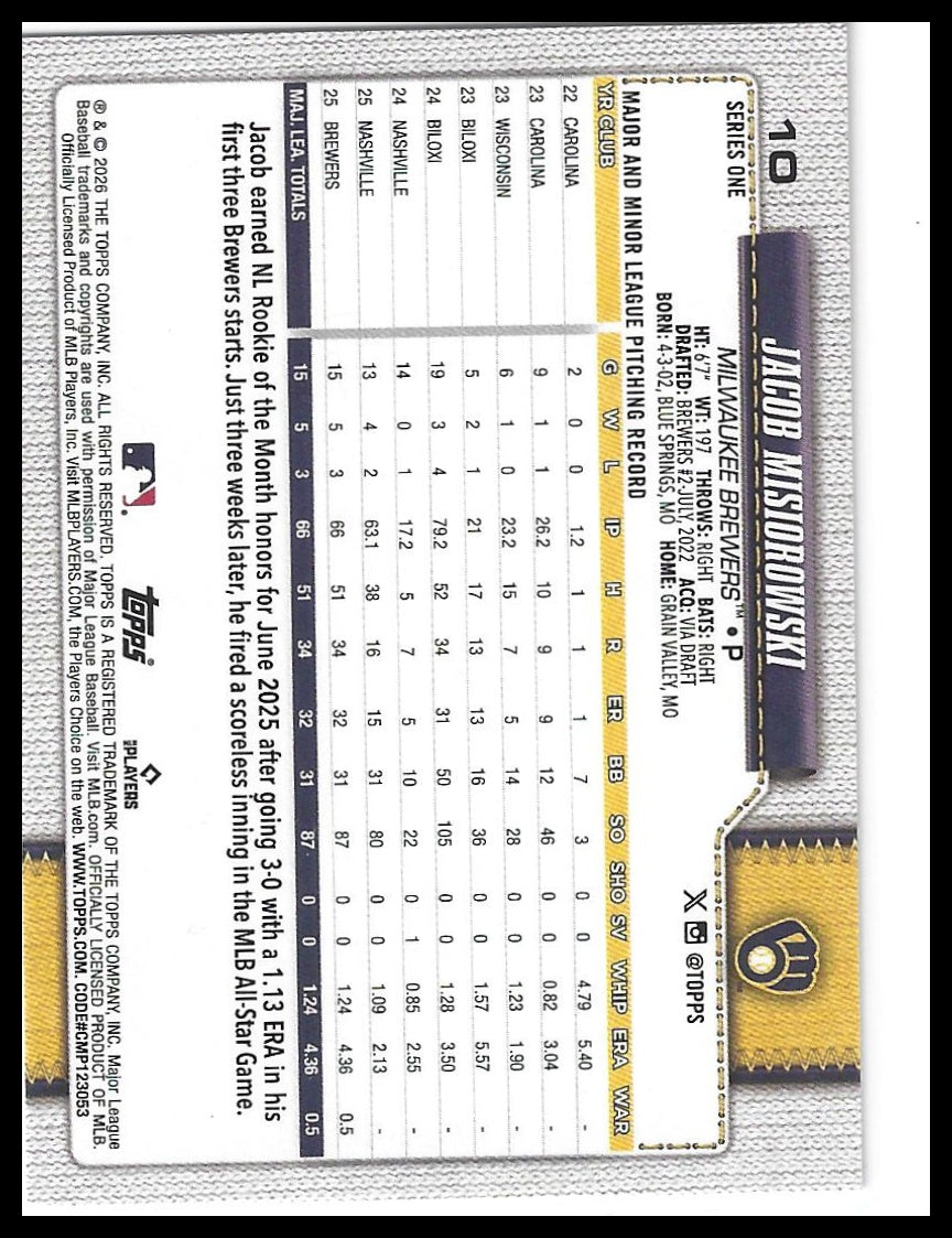 2026 Topps #10 Jacob Misiorowski