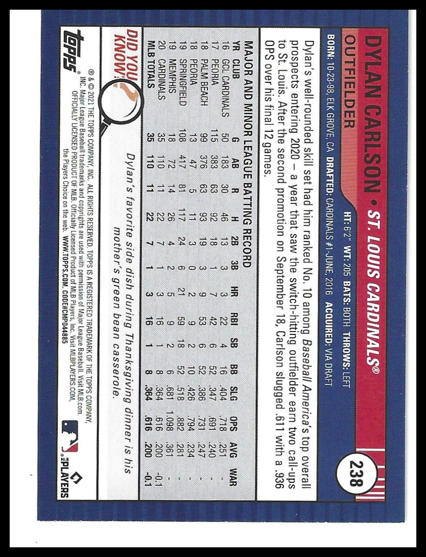 2021 Topps Big League #238 Dylan Carlson Orange