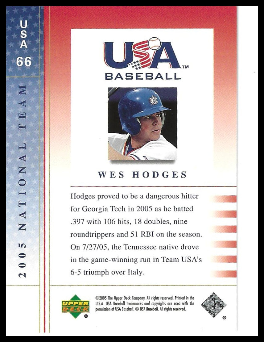 2005 Upper Deck USA Baseball 2005 National Team #USA 66 Wes Hodges