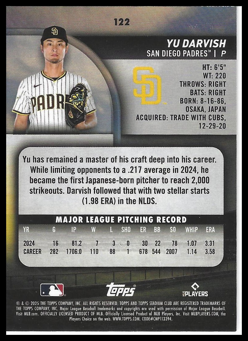 2025 Stadium Club #122 Yu Darvish Lime Green