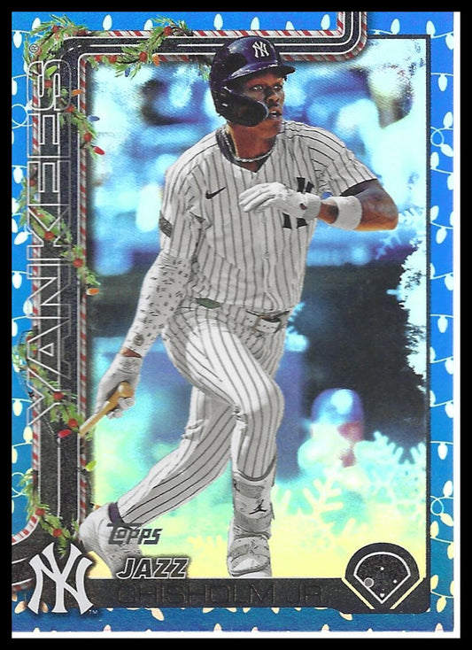 2025 Topps Holiday #H176 Jazz Chisholm Jr. Blue Metallic Holiday Lights
