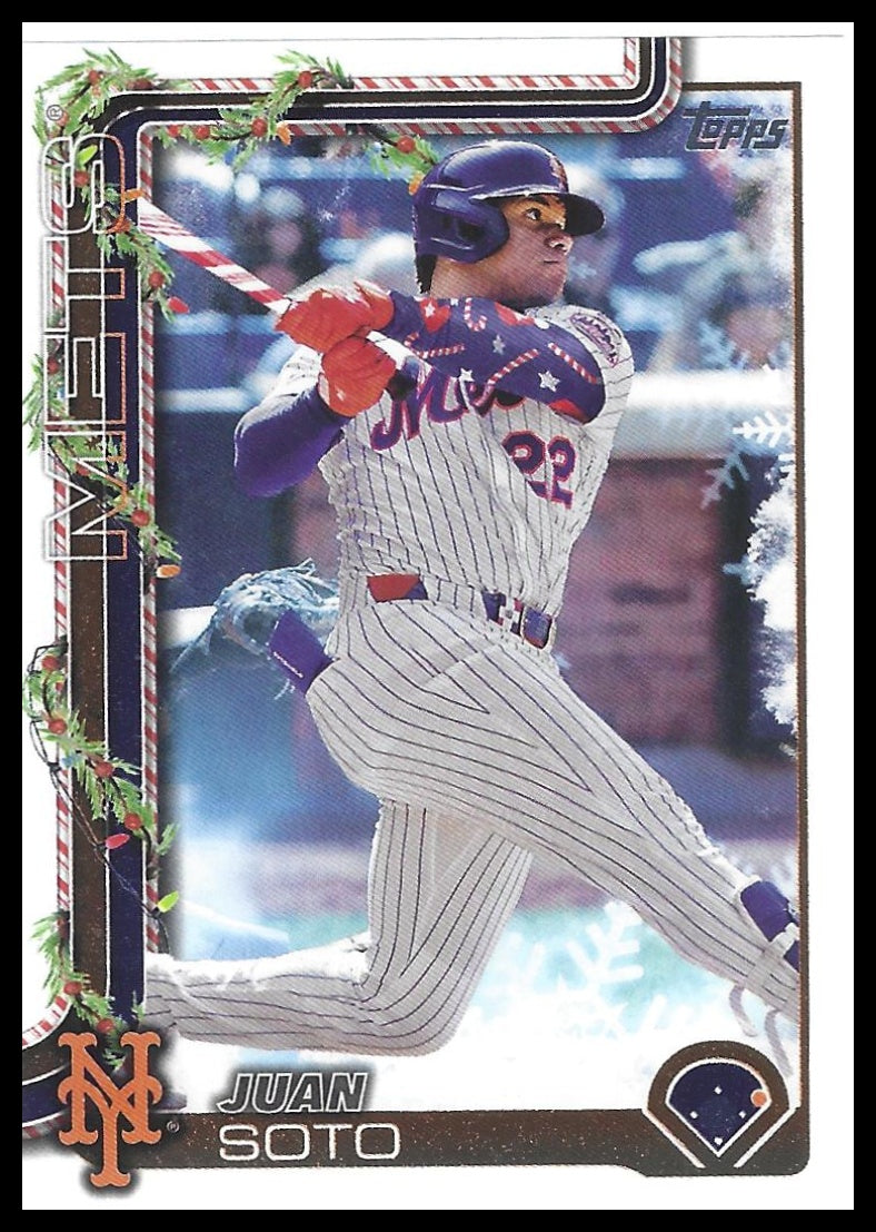 2025 Topps Holiday #H150 Juan Soto candy cane bat