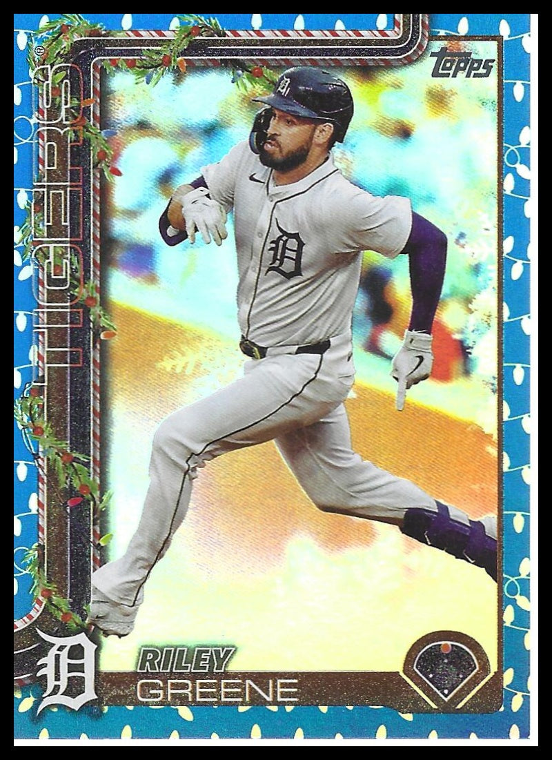 2025 Topps Holiday #H76 Riley Greene Blue Metallic Holiday Lights