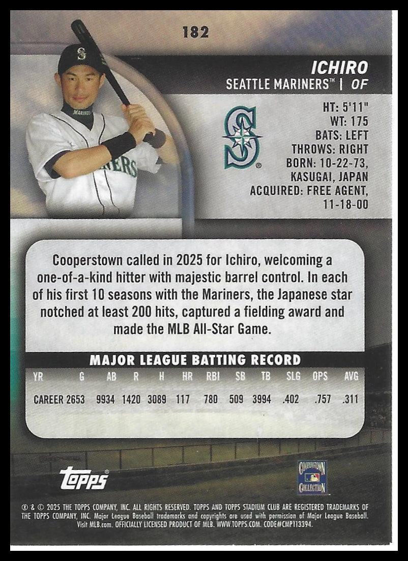 2025 Stadium Club #182 Ichiro Pink Foil