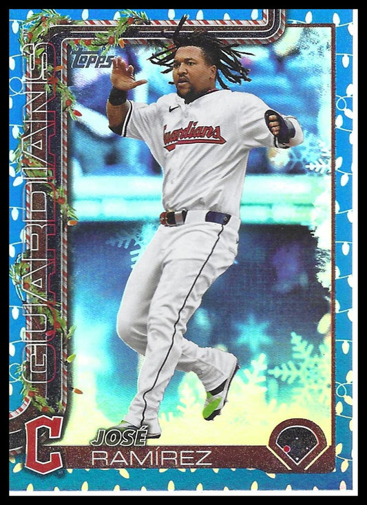 2025 Topps Holiday #H195 José Ramírez Blue Metallic Holiday Lights