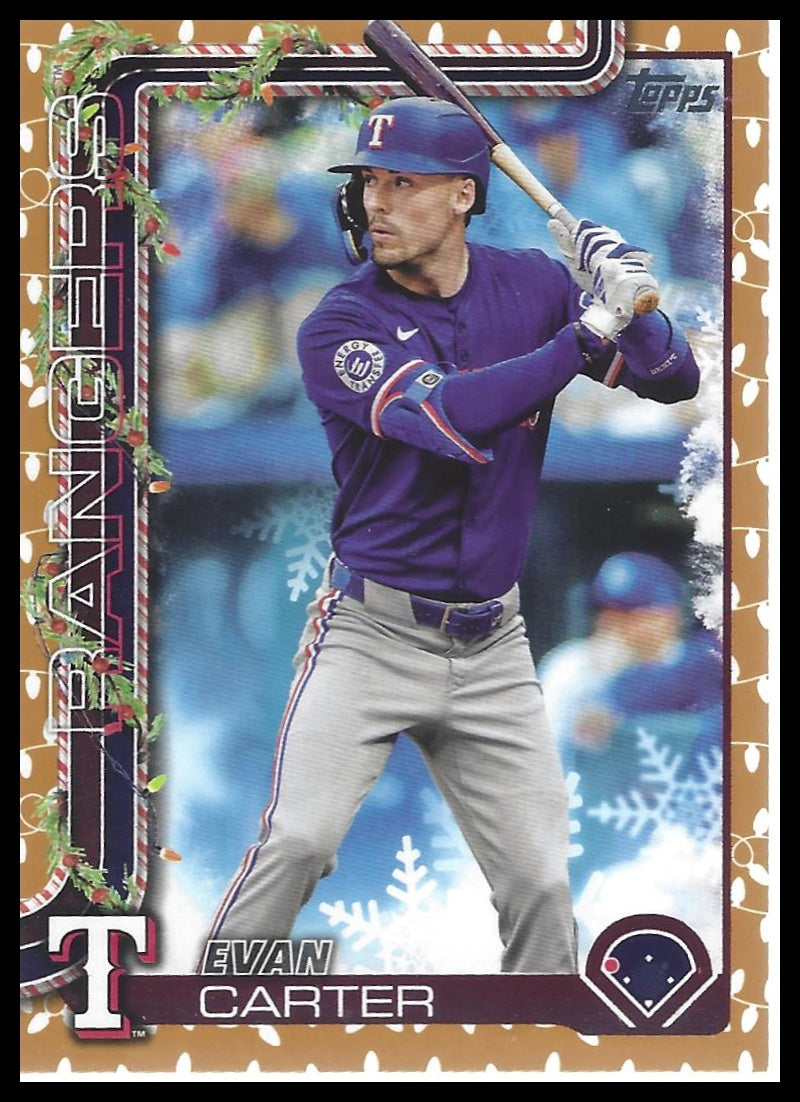 2025 Topps Holiday #H2 Evan Carter Gold Holiday Lights