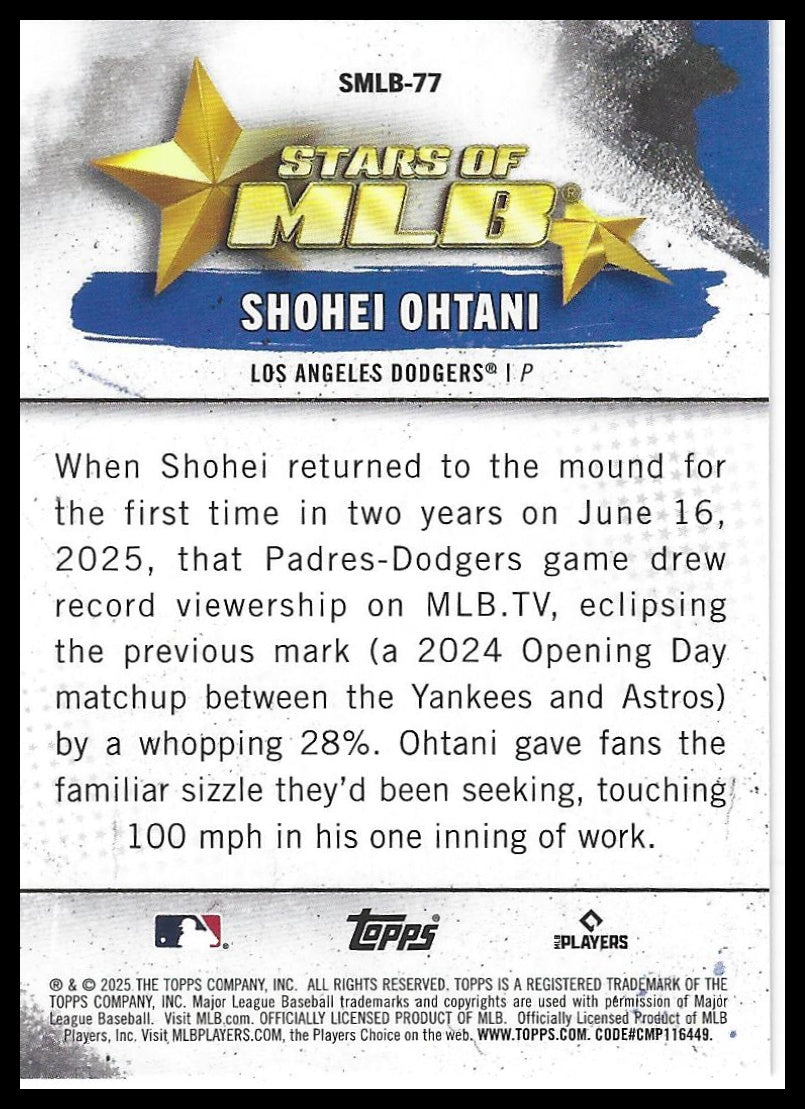 2025 Topps Update #SMLB-77 Shohei Ohtani Stars of MLB
