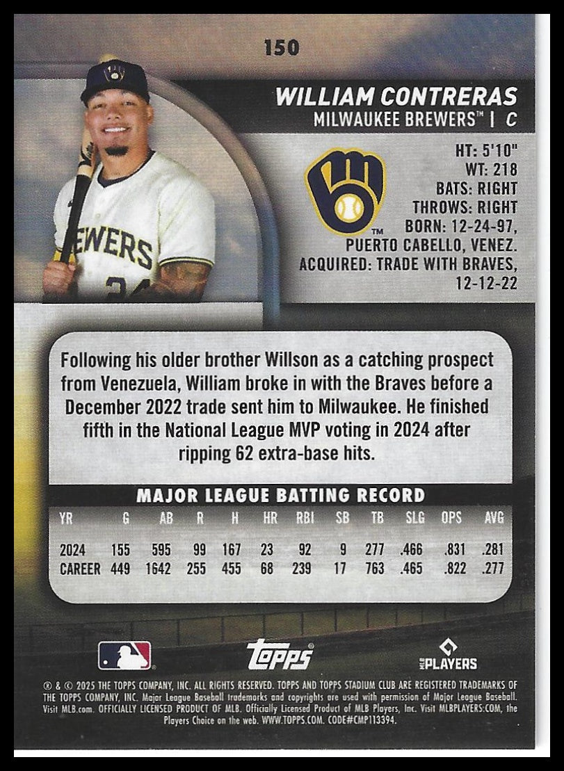 2025 Stadium Club #150 William Contreras Pink Foil