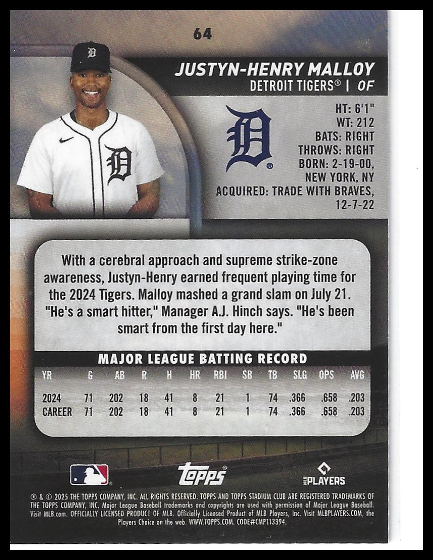 2025 Stadium Club #64 Justyn-Henry Malloy Pink Foil