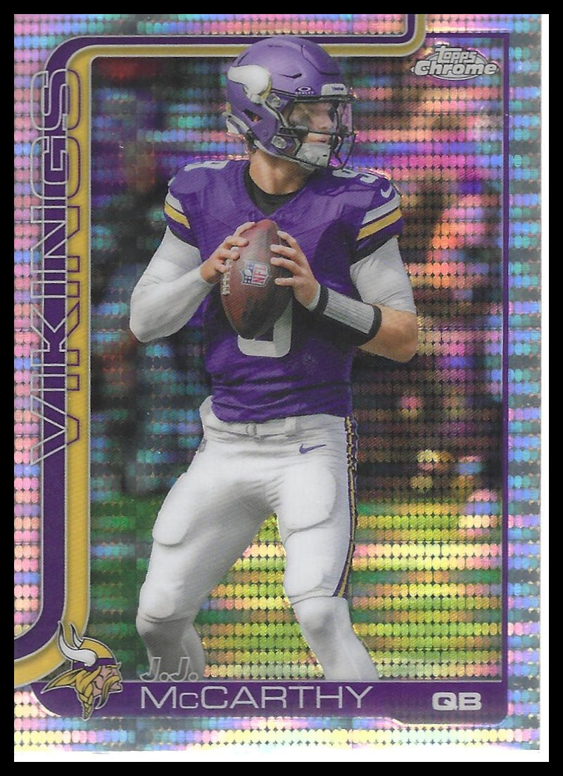 2025 Topps Chrome #199 J.J. McCarthy Pulsar Refractor
