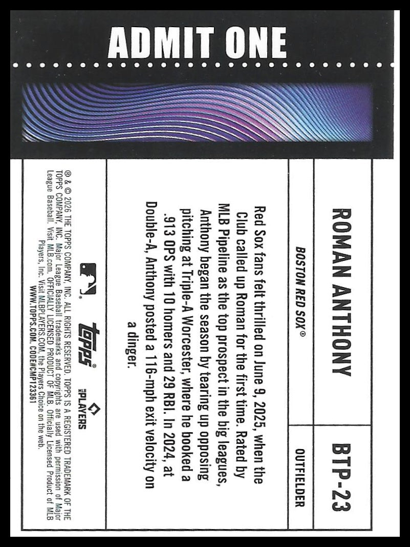 2026 Topps #BTP-23 Roman Anthony Big Ticket Players