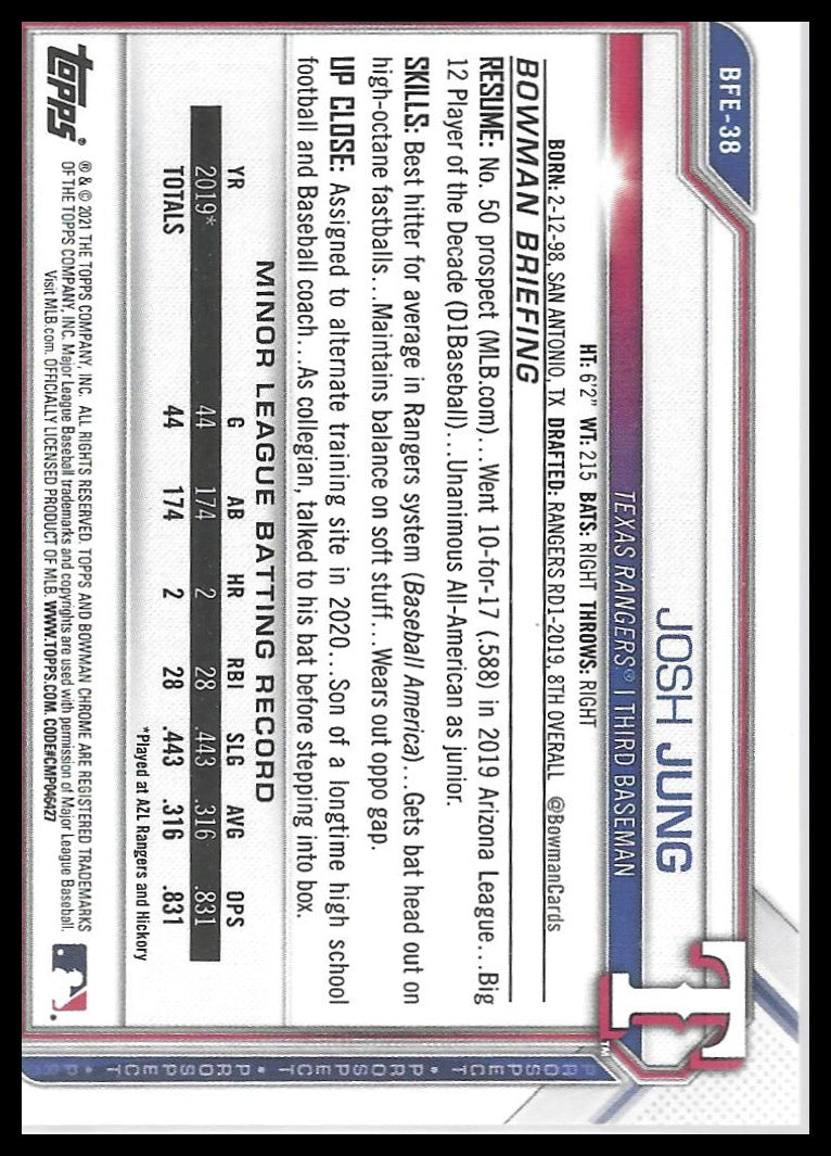 2021 Bowman 1st Edition #BFE-38 Josh Jung