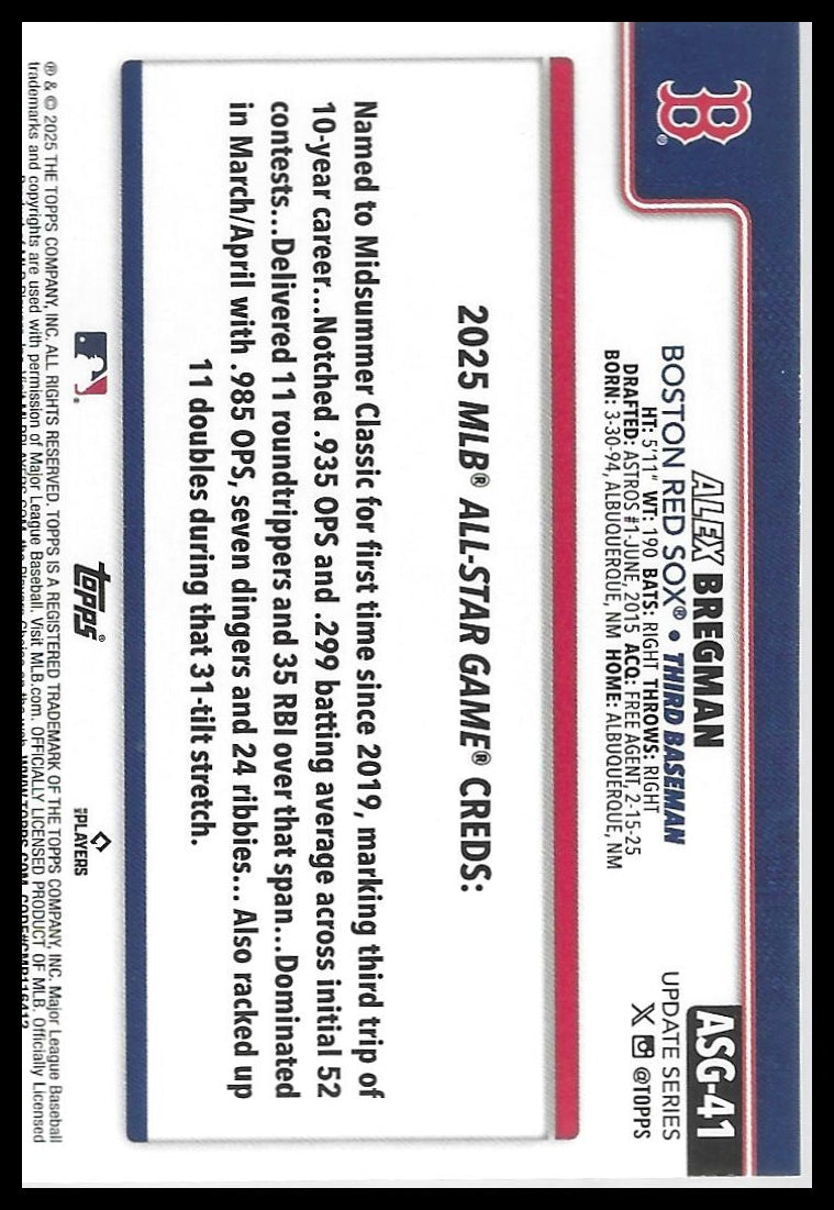 2025 Topps Update #ASG-41 Alex Bregman 2025 All-Star Game
