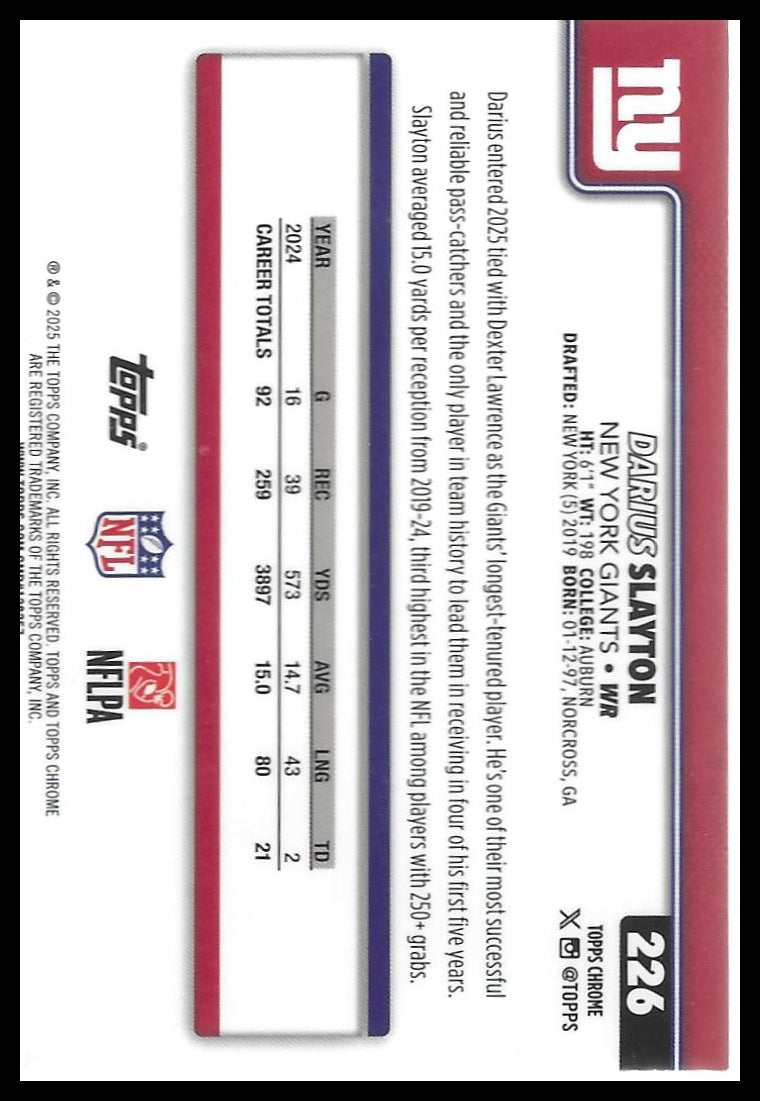 2025 Topps Chrome #226 Darius Slayton Pink X-Fractor