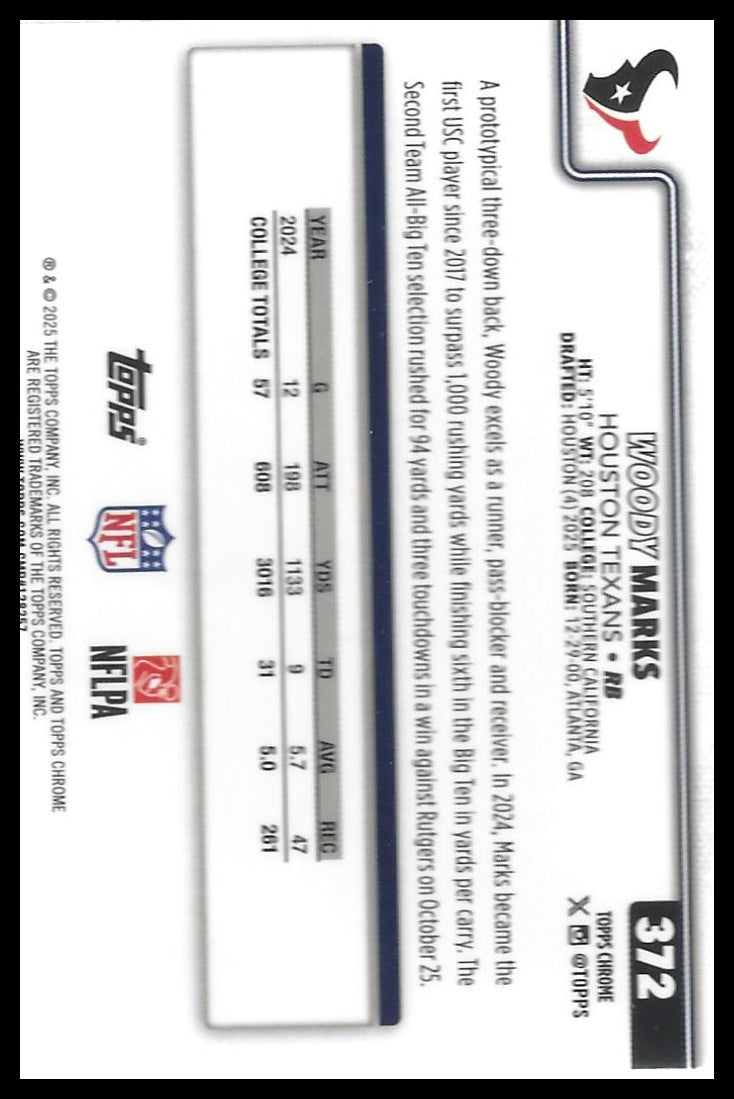 2025 Topps Chrome #372 Woody Marks X-Fractor
