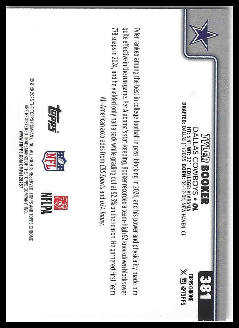 2025 Topps Chrome #381 Tyler Booker X-Fractor