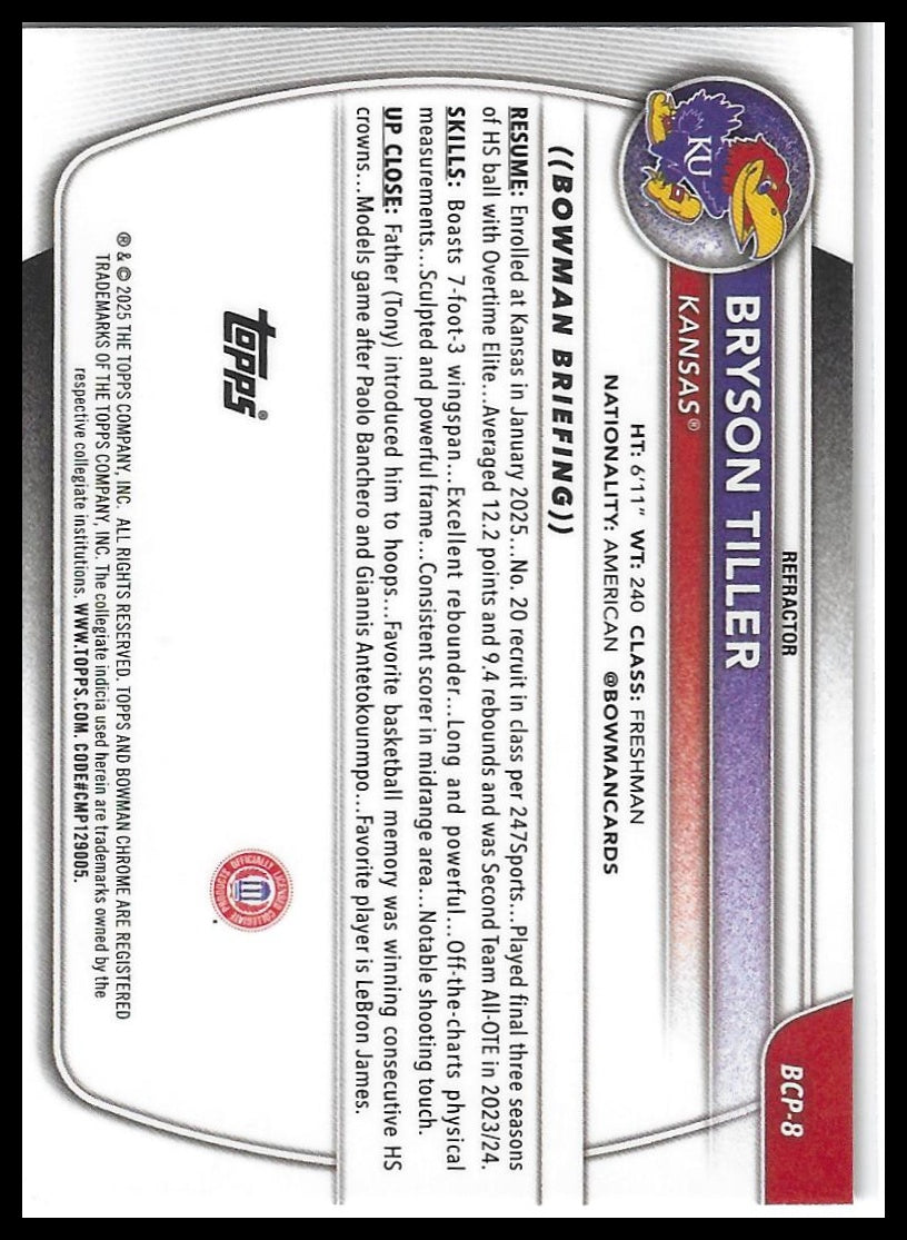 2025-26 Bowman #BCP-8 Bryson Tiller Chrome Prospects Refractor #/499