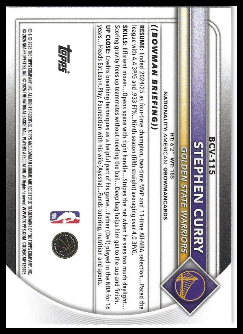 2025-26 Bowman #BCV-115 Stephen Curry Chrome