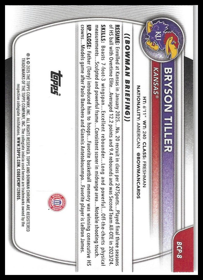 2025-26 Bowman #BCP-8 Bryson Tiller Chrome Prospects