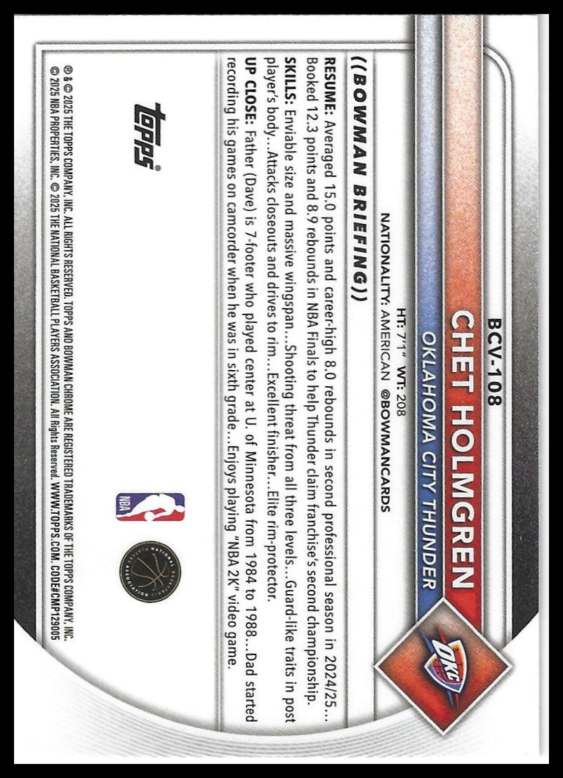 2025-26 Bowman #BCV-108 Chet Holmgren Chrome