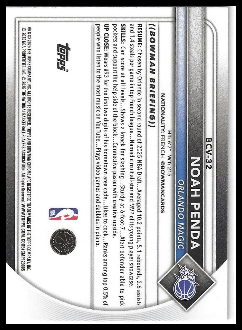 2025-26 Bowman #BCV-32 Noah Penda Chrome