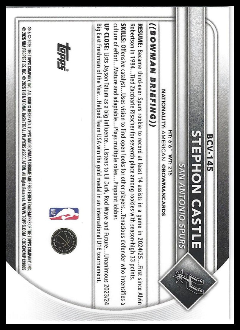 2025-26 Bowman #BCV-145 Stephon Castle Chrome