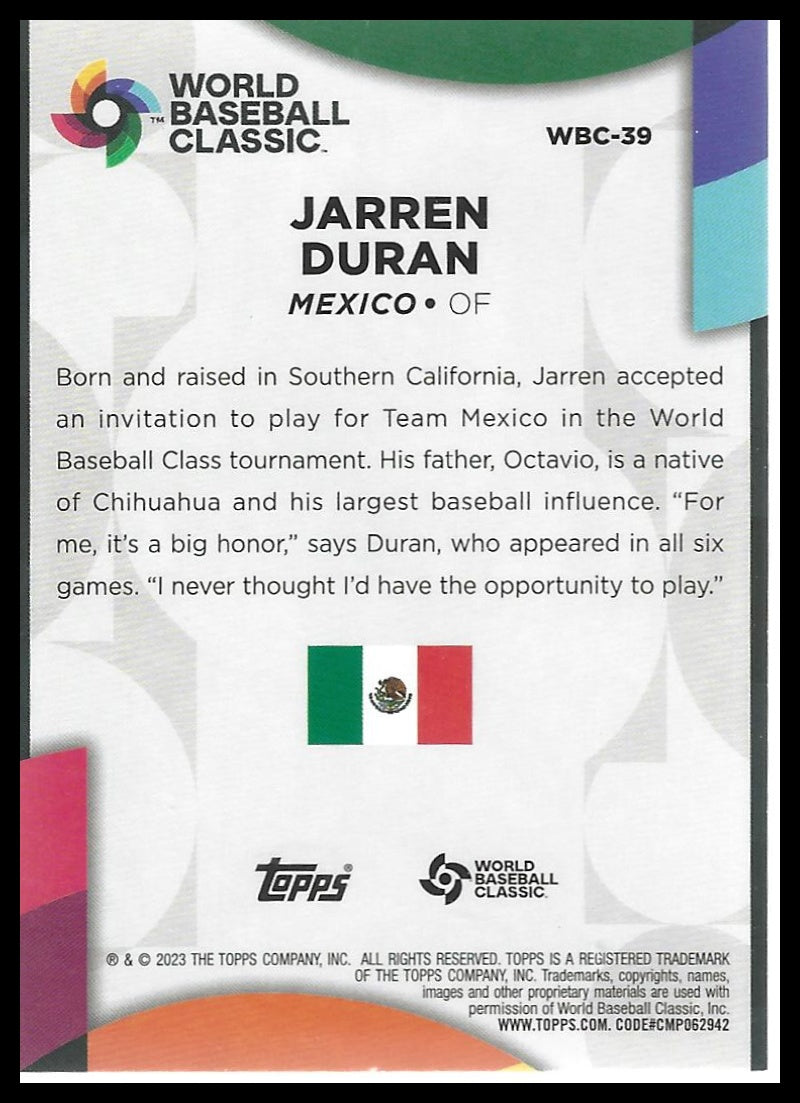 2023 Topps #WBC-39 Jarren Duran 2023 World Baseball Classic Stars