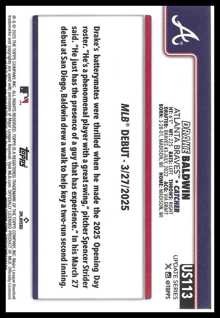 2025 Topps Update #US113 Drake Baldwin Holo Foil