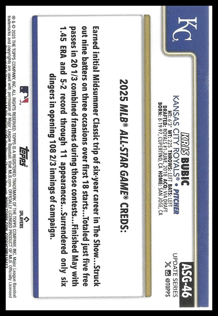 2025 Topps Update #ASG-46 Kris Bubic 2025 All-Star Game