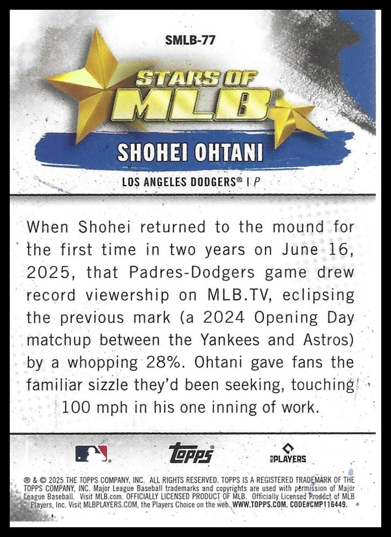 2025 Topps Update #SMLB-77 Shohei Ohtani Stars of MLB