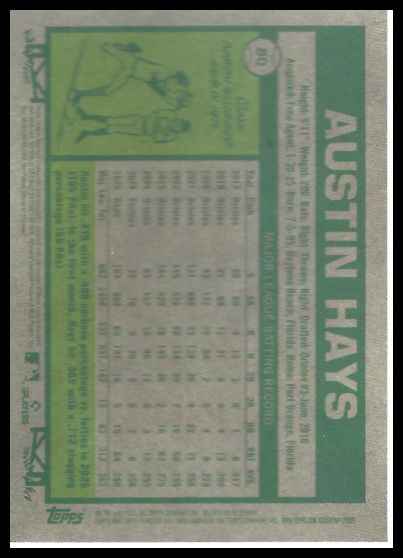 2026 Topps Heritage #80 Austin Hays Chrome