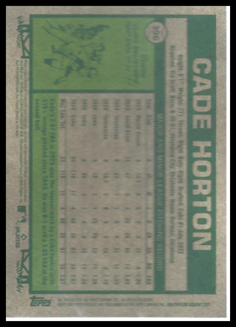 2026 Topps Heritage #396 Cade Horton Chrome Burgundy Sparkle Refractors