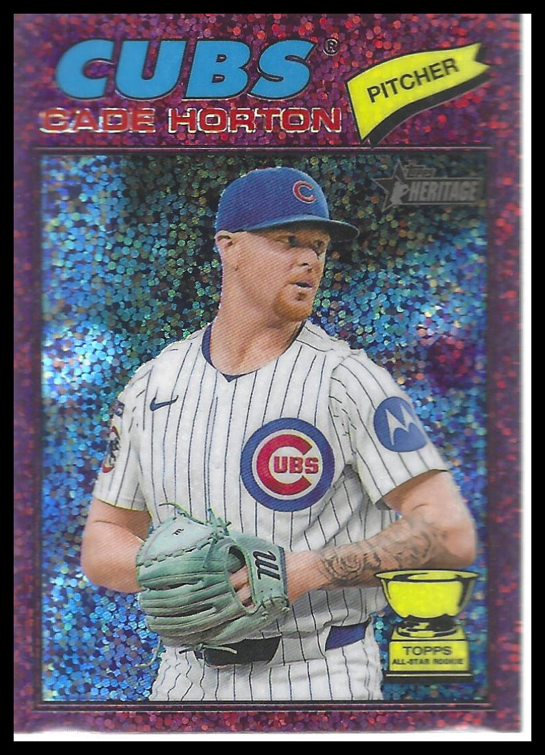 2026 Topps Heritage #396 Cade Horton Chrome Burgundy Sparkle Refractors