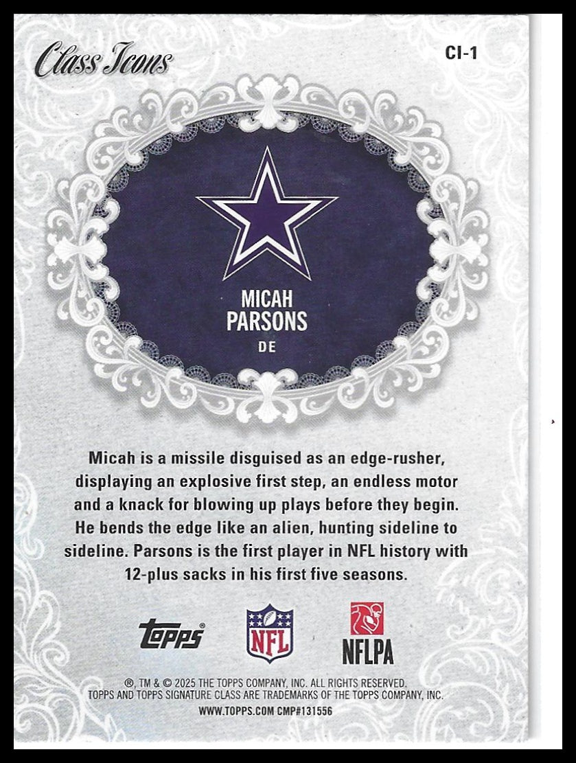 2025 Topps Signature Class #CI-1 Micah Parsons Class Icons