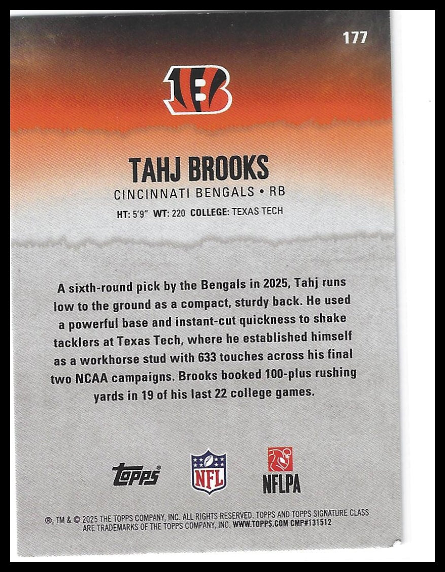 2025 Topps Signature Class #177 Tahj Brooks Blue & Yellow
