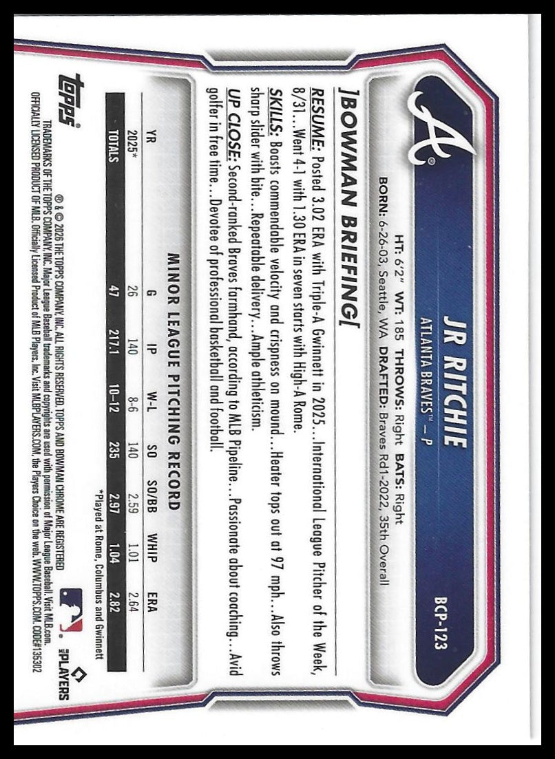 2026 Bowman #BCP-123 JR Ritchie Chrome Prospects