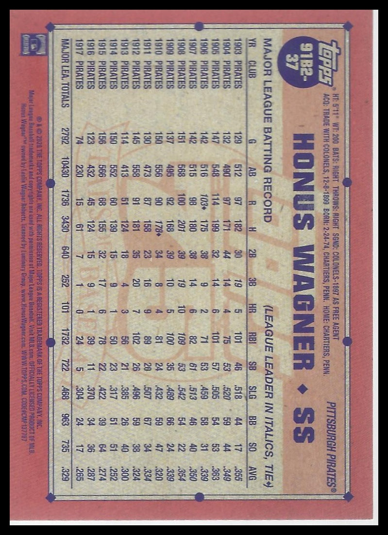 2026 Topps Series 2 91B2-37 Honus Wagner 1991 Topps Pittsburgh Pirates