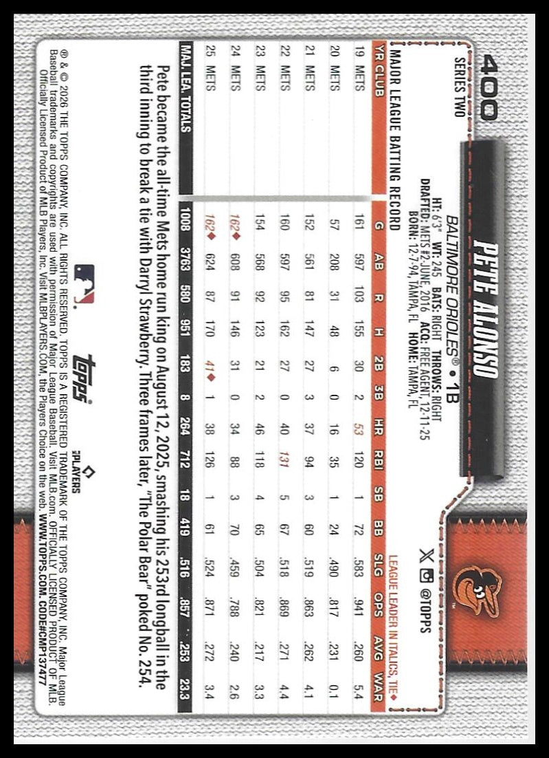2026 Topps #400 Pete Alonso