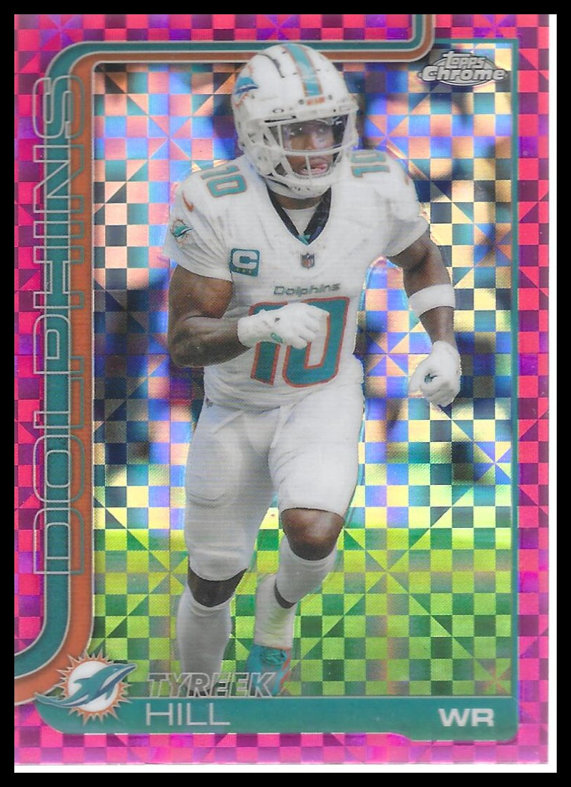 2025 Topps Chrome #185 Tyreek Hill Pink X-Fractor