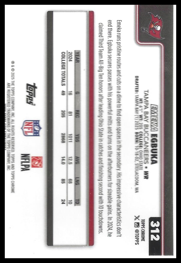 2025 Topps Chrome #312 Emeka Egbuka Pink X-Fractor