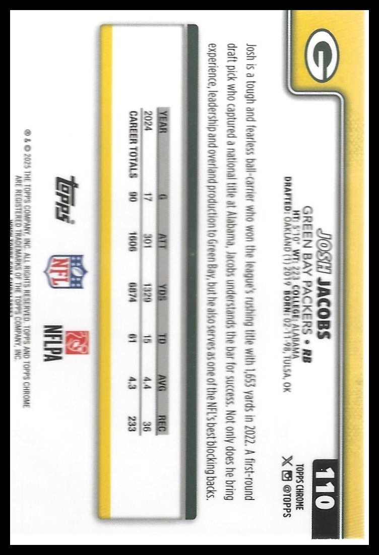 2025 Topps Chrome #110 Josh Jacobs X-Fractor